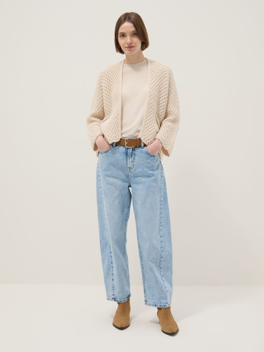 Beige Regular Fit Cable Knit Cardigan_2