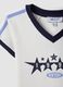 White pure-cotton V-neck T-shirt with front print_5