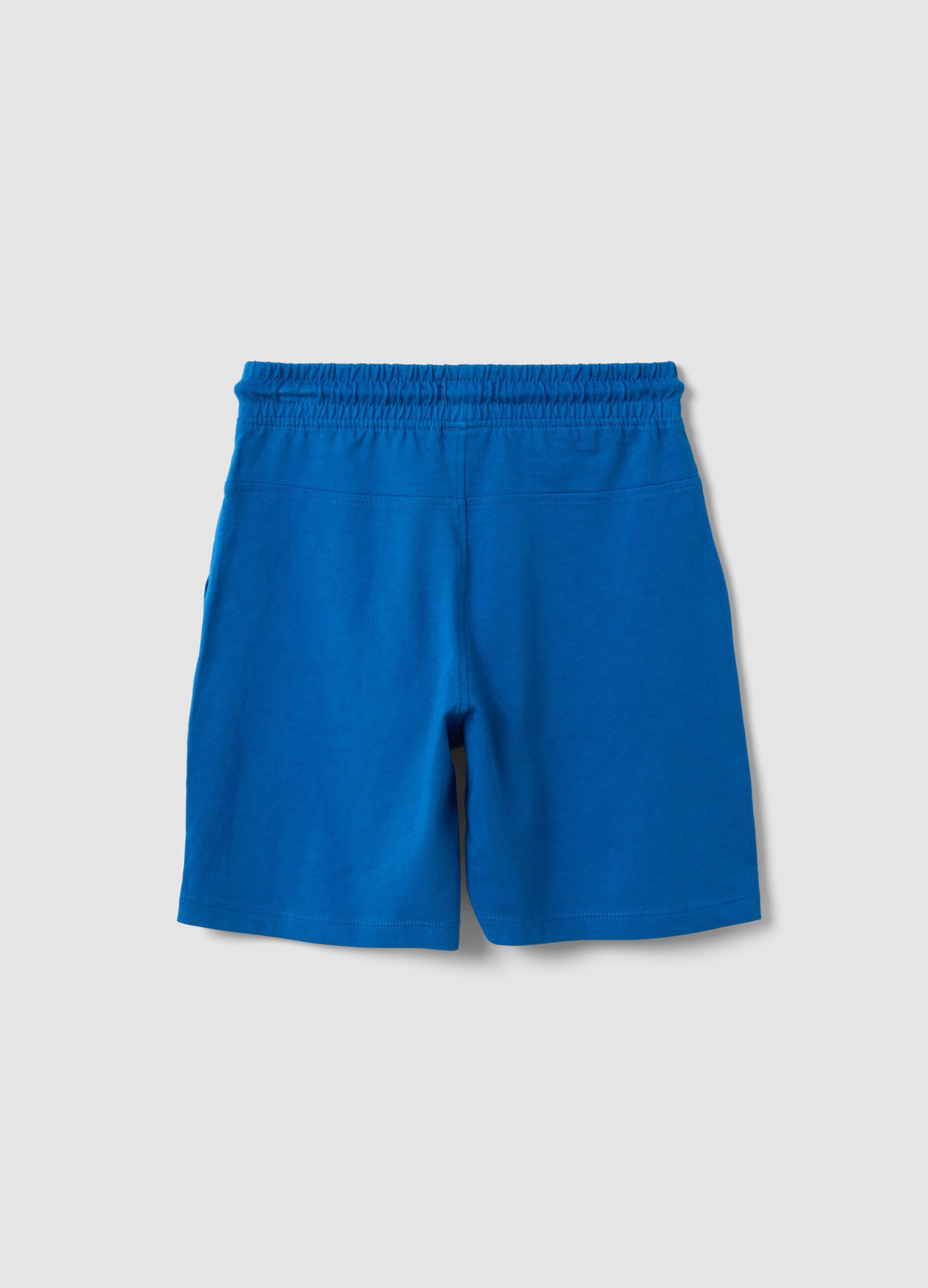 Blue organic cotton shorts with elasticated waist