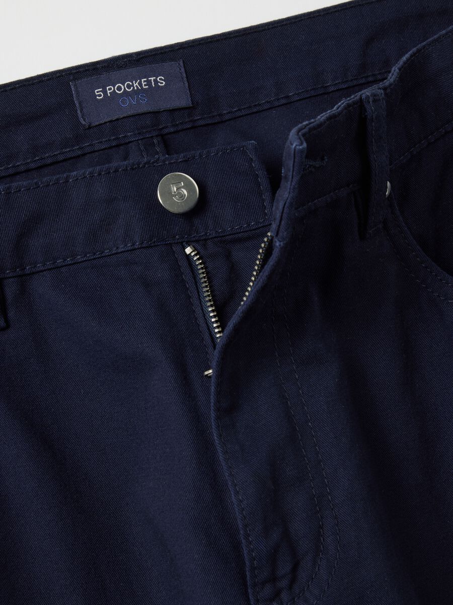 Regular fit blue pure cotton trousers_5