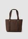 Brown shopper bag with gathered external pocket_1
