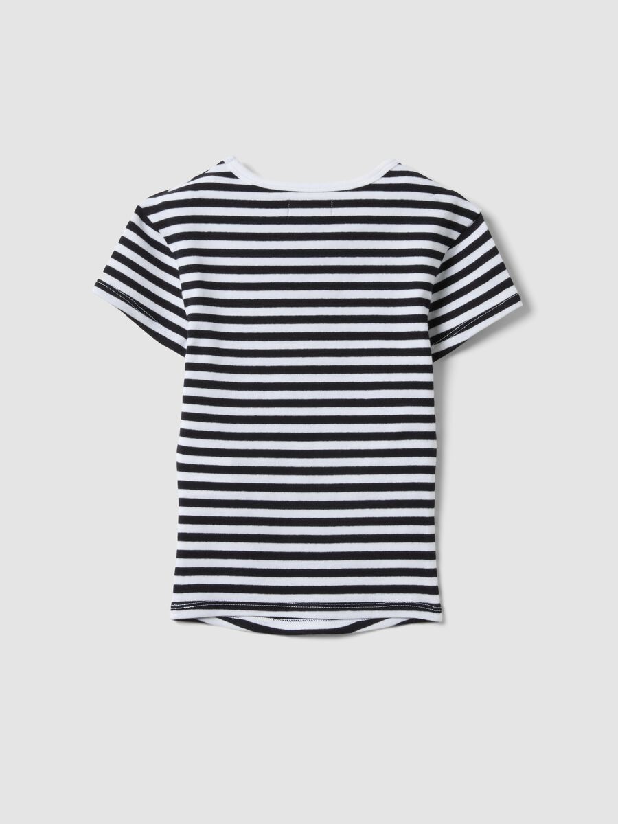 T-shirt fitted in cotone elasticizzato da ragazza a righe multicolor_4