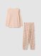 Pink organic cotton pyjamas with crew neck and cute animal print_1