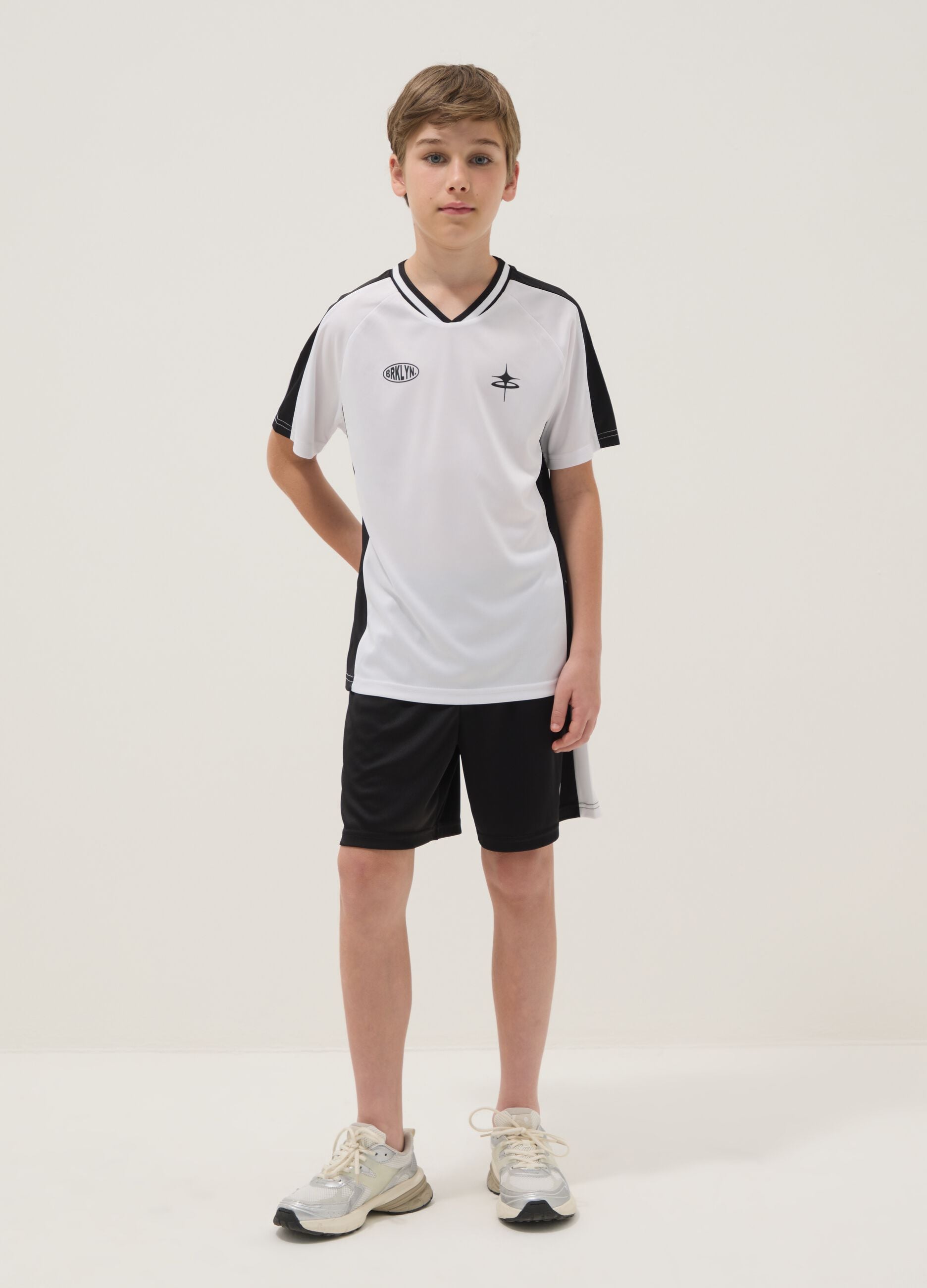 Black and white set with T-shirt and shorts