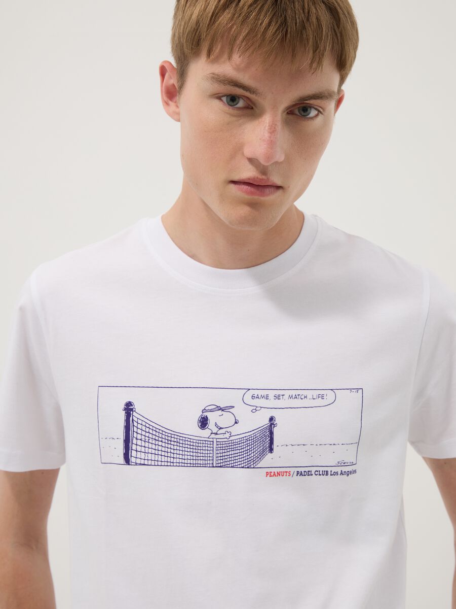White pure cotton T-shirt with front print_0