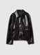 Shiny black regular fit jacket with collar and buttons_4