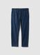 Blue denim chino trousers in stretch cotton, comfort fit_4