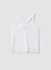 Girls' fitted white ribbed stretch cotton tank top_4