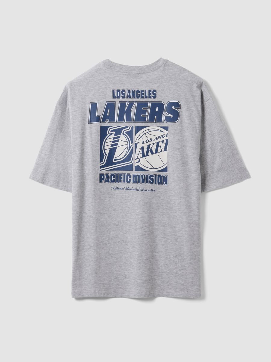 Grey pure cotton T-shirt with Lakers print_6