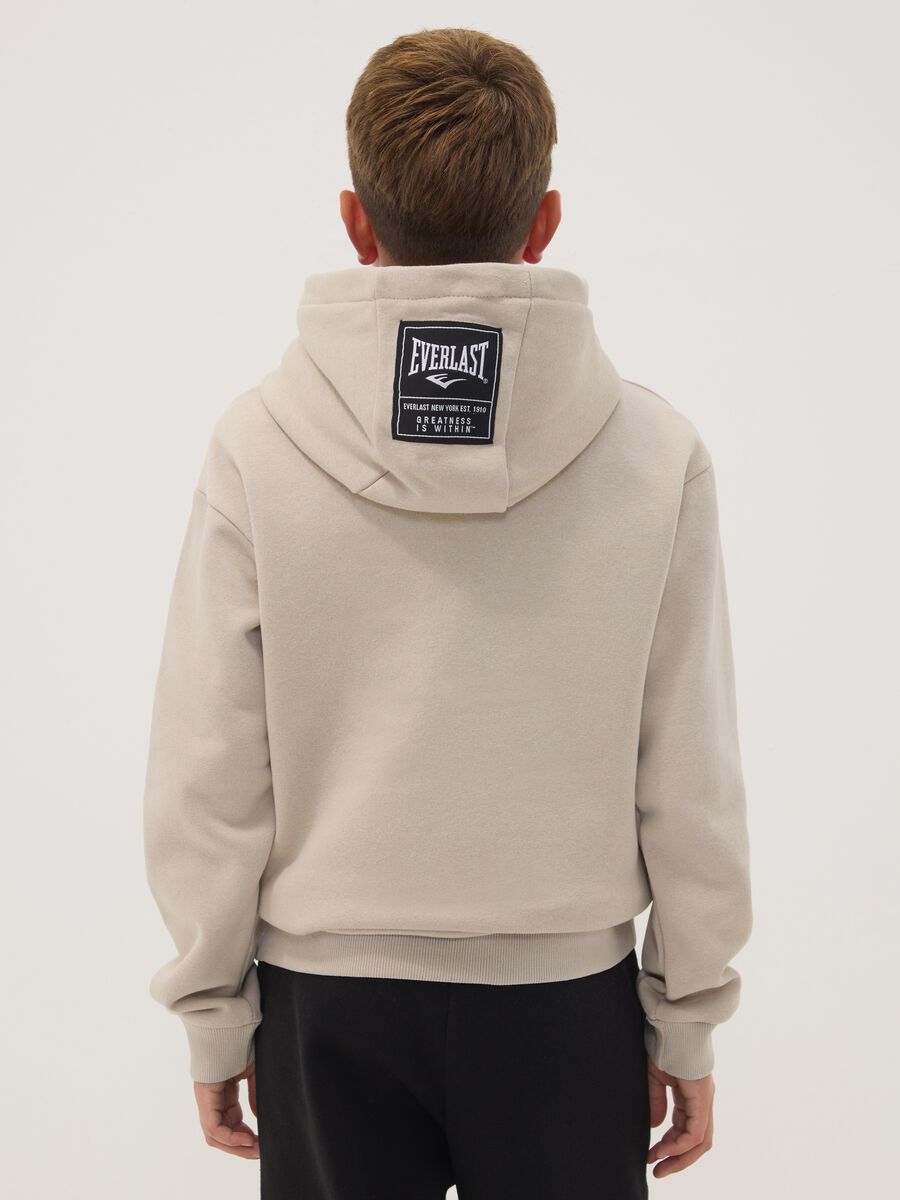Beige cotton-blend hoodie with logo for boys_1