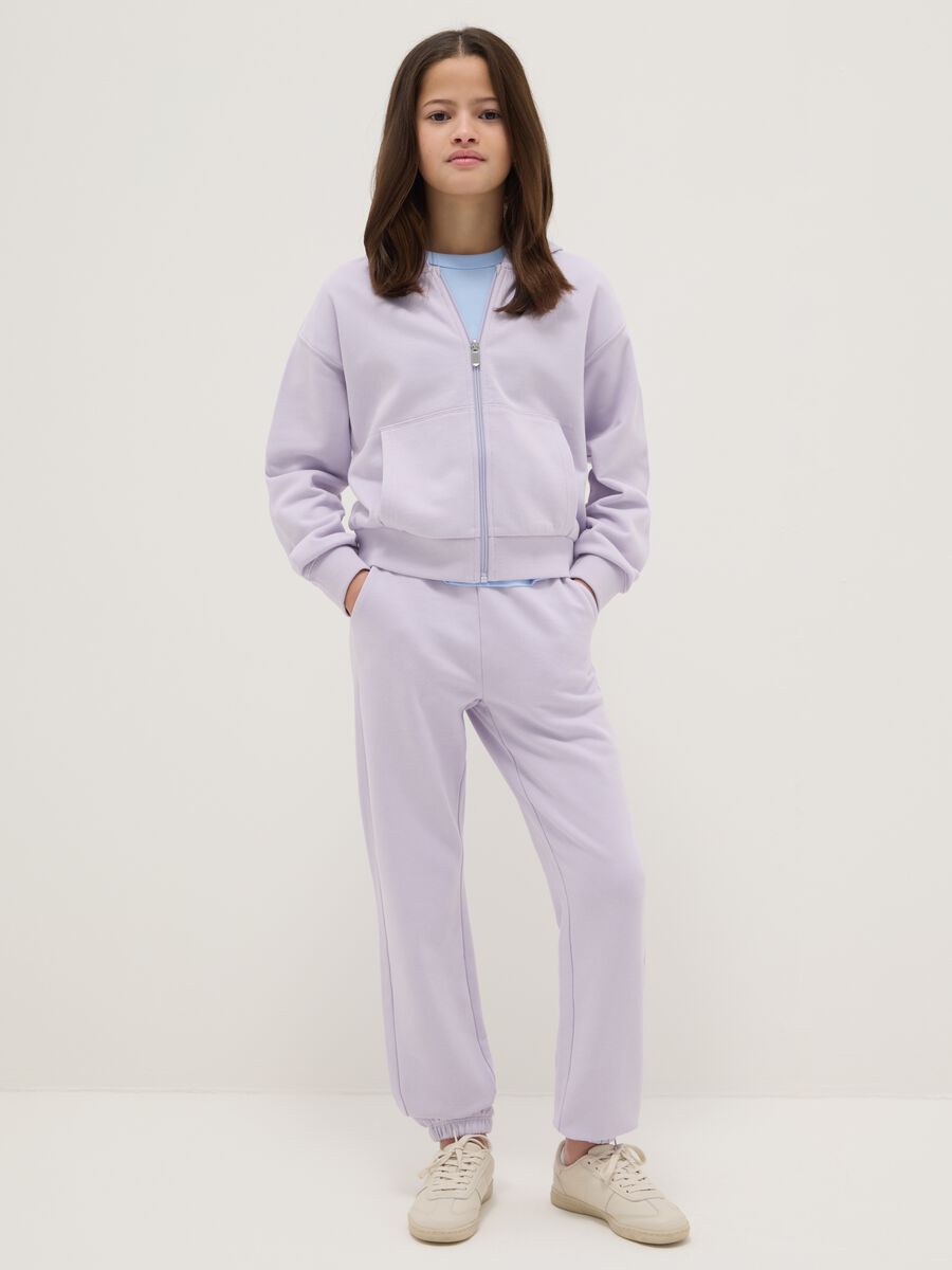 Girls' purple pure cotton trousers regular fit_0