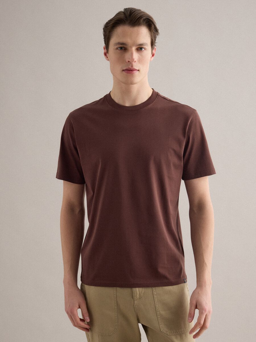 Brown pure cotton crew neck t-shirt relaxed fit_3