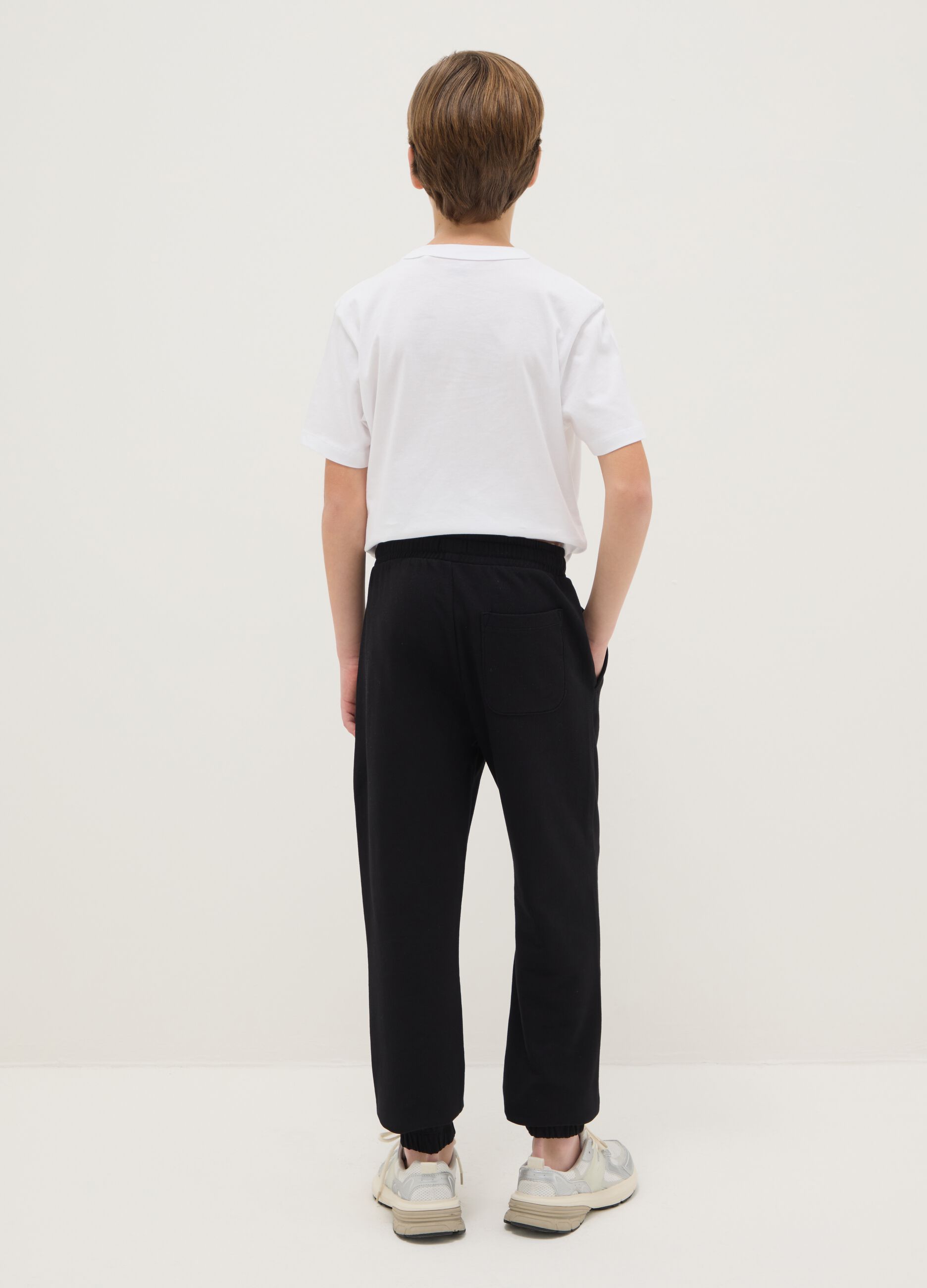Boys' Black Cotton Joggers - Regular Fit