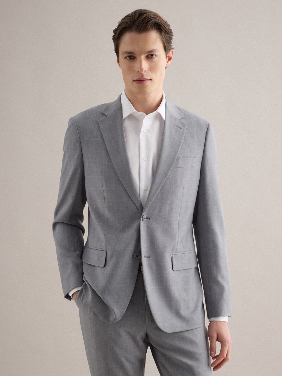 Grey Slim Fit Lined Suit_1