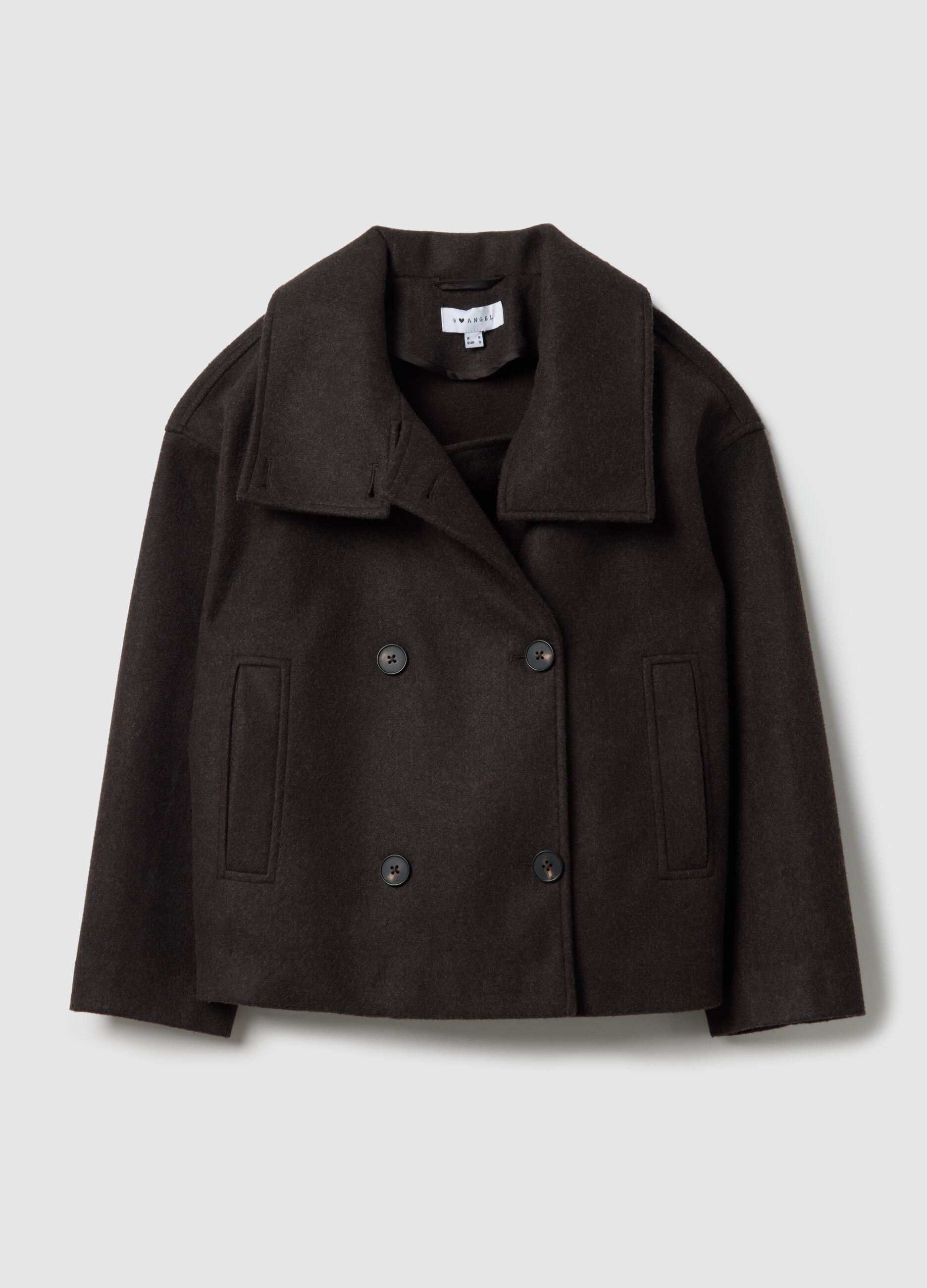 Brown regular fit coat with buttons