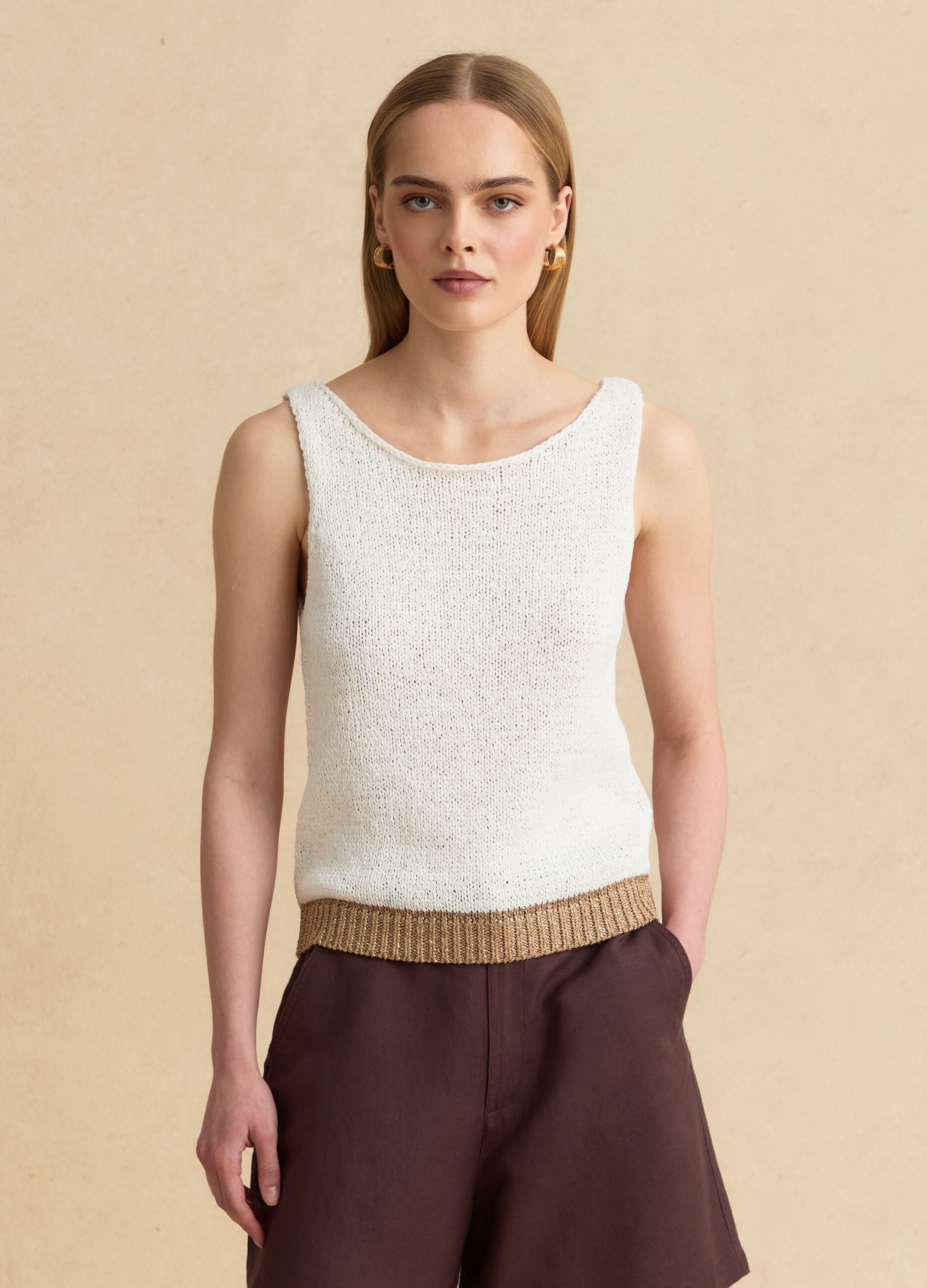 White cotton-blend top