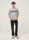 Grey pure cotton T-shirt with blue stripes_1