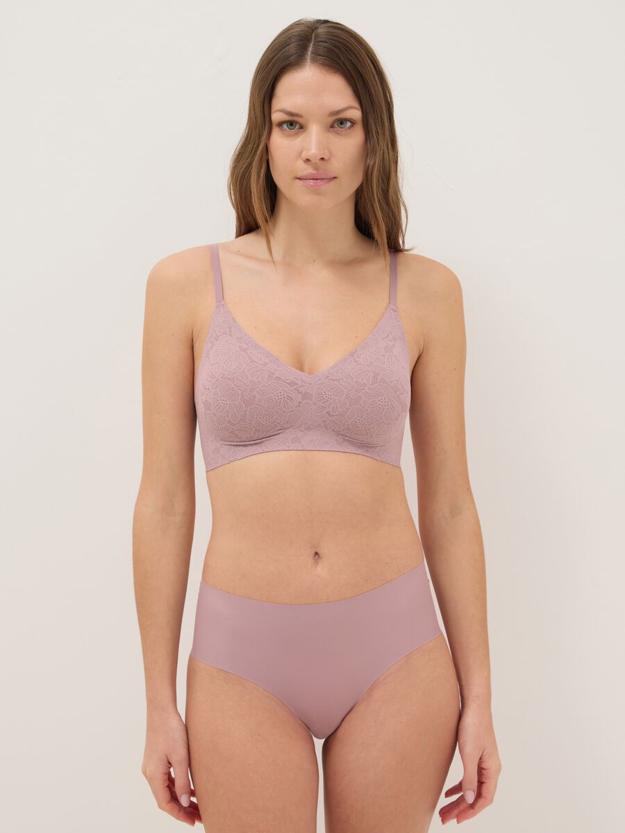Reggiseno in pizzo rosa con imbottitura removibile_1
