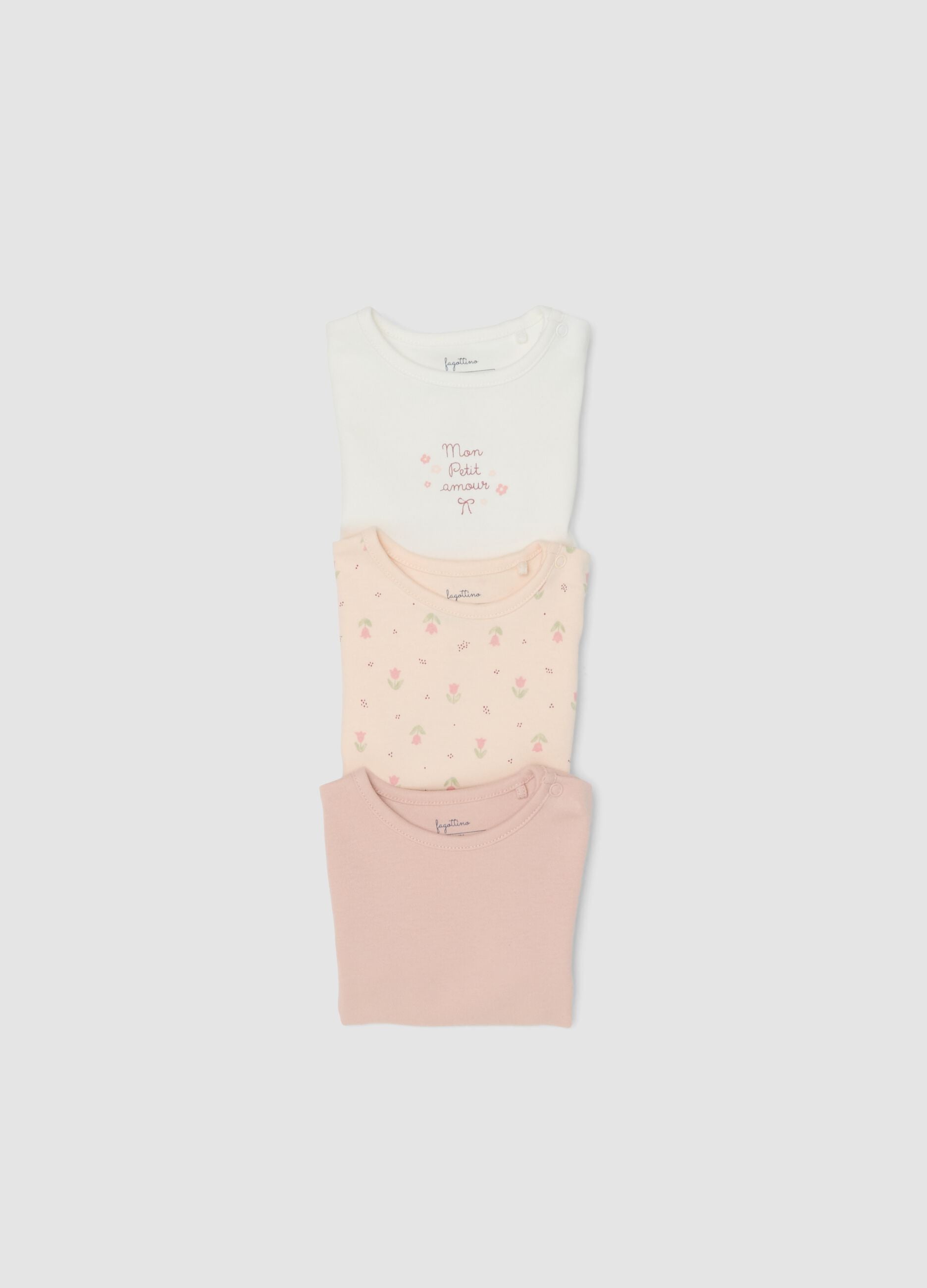 3-pack of multicolour organic cotton bodysuits for baby girl
