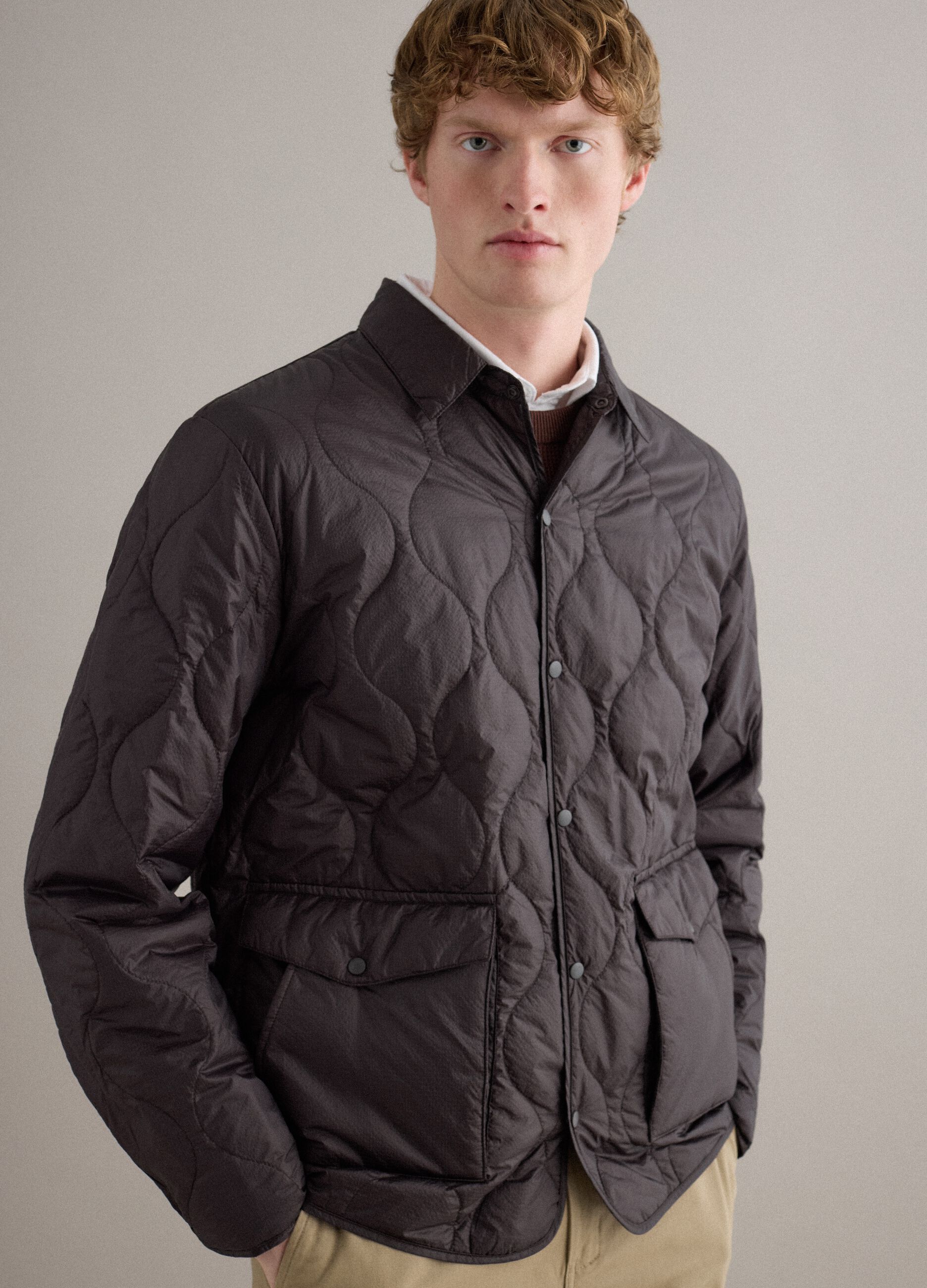 Brown husky jacket regular fit with zip