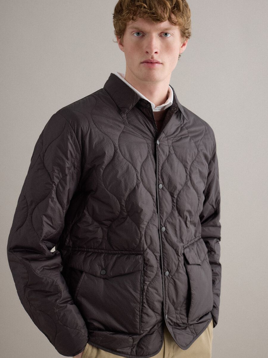 Brown husky jacket regular fit with zip_4