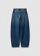 Dark blue pure cotton denim barrel-fit jeans_6