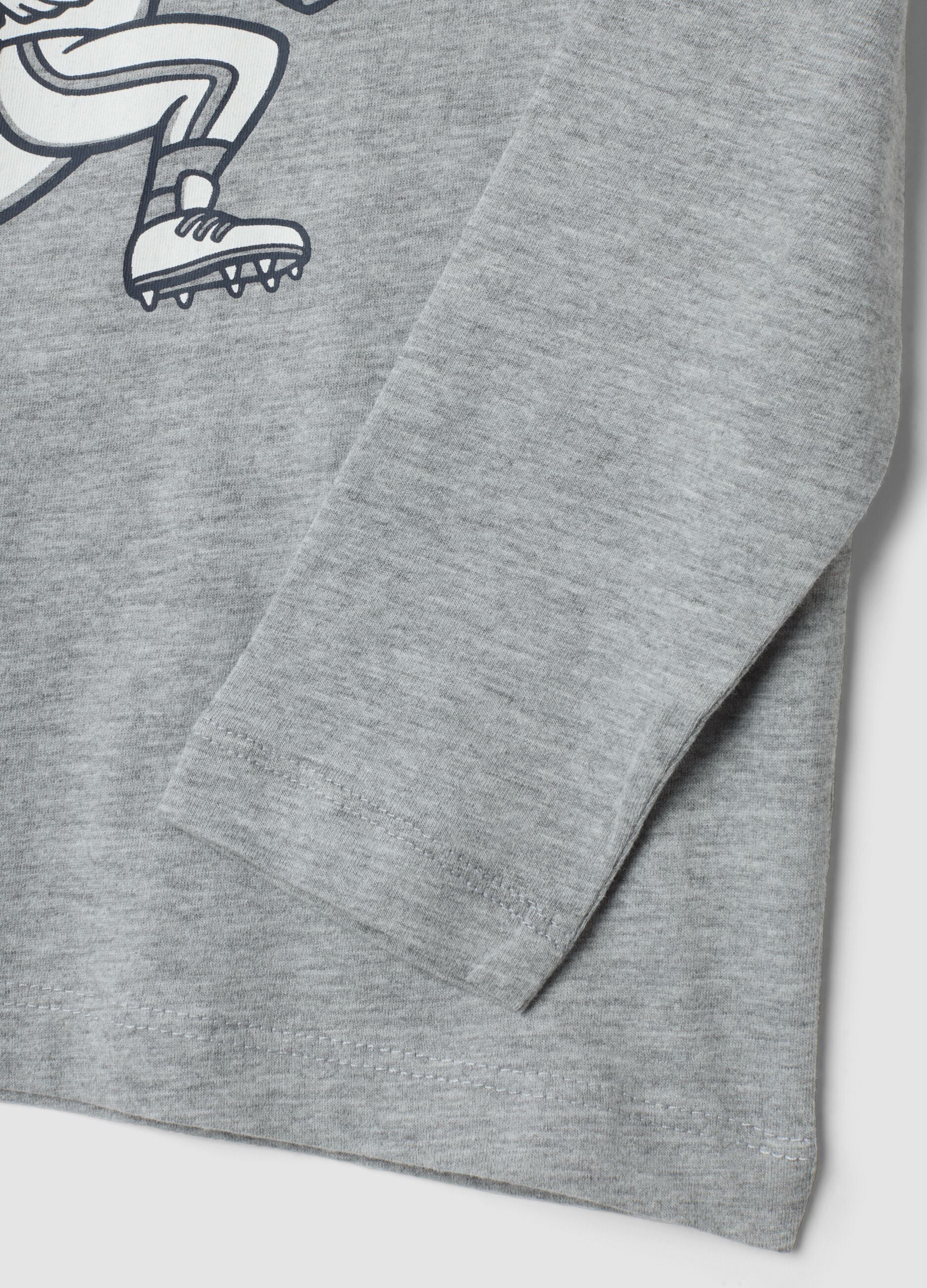 Grey organic cotton T-shirt with college print