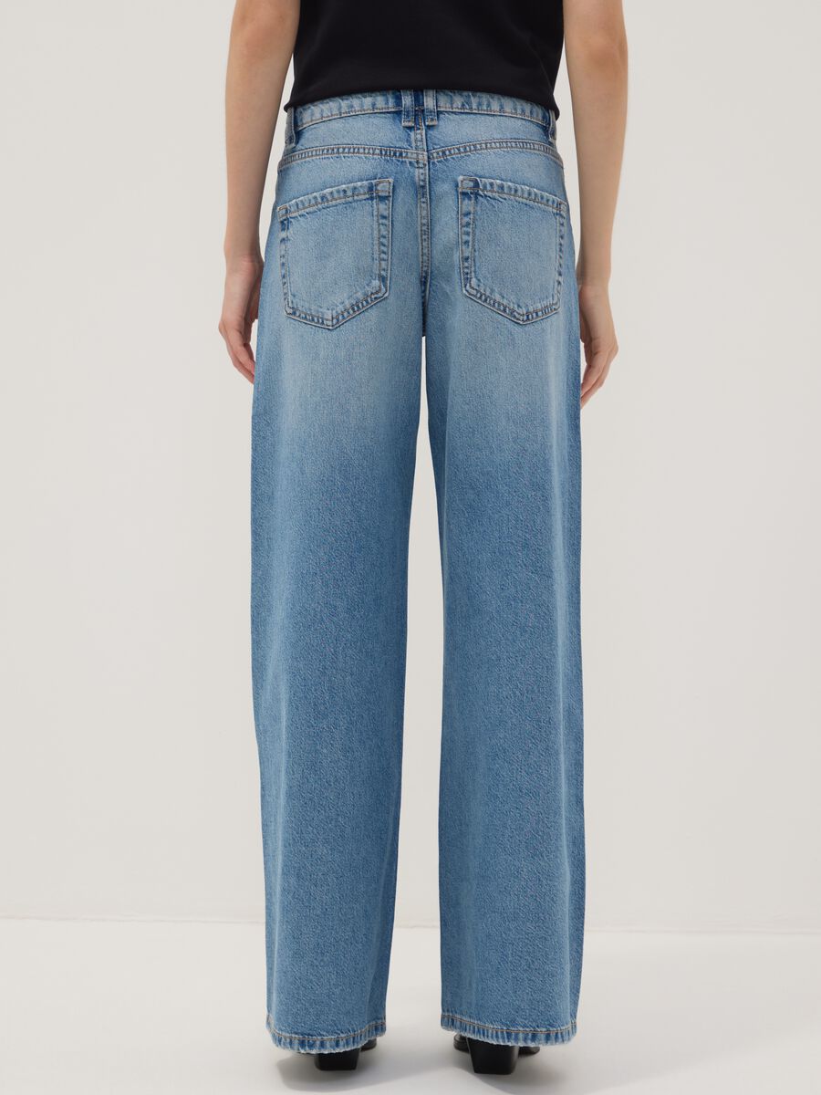 Light Blue Low-Rise Pure Cotton Wide-Leg Jeans_2