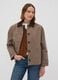 Brown cotton-blend jacket with contrast collar, regular fit_2