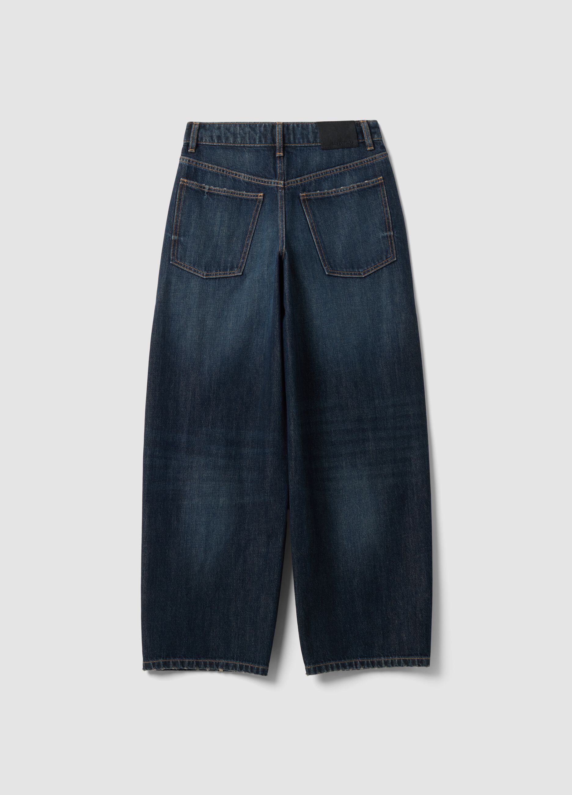 Blue balloon-fit pure cotton jeans