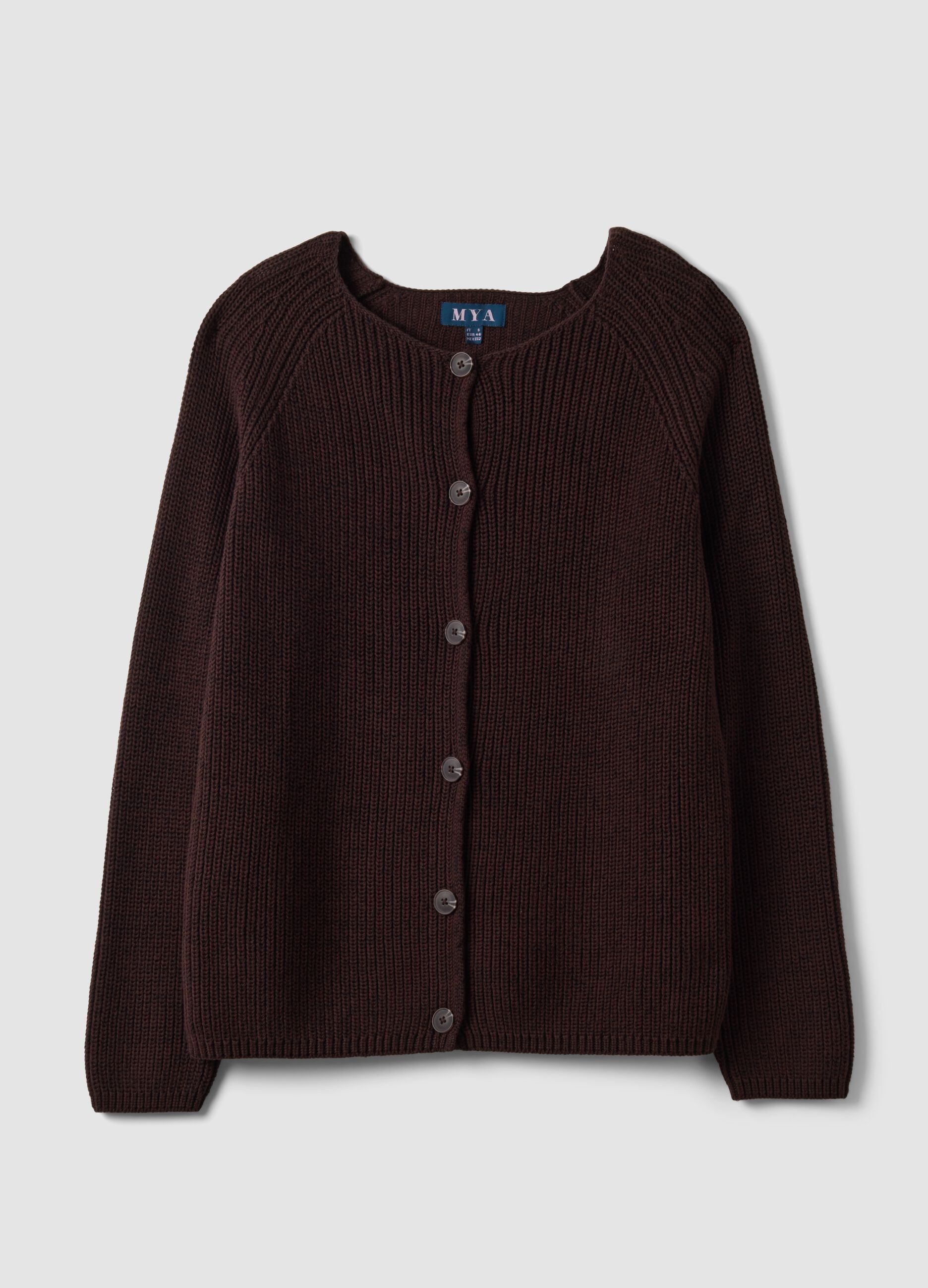 Multicolour pure cotton crew-neck cardigan, regular fit