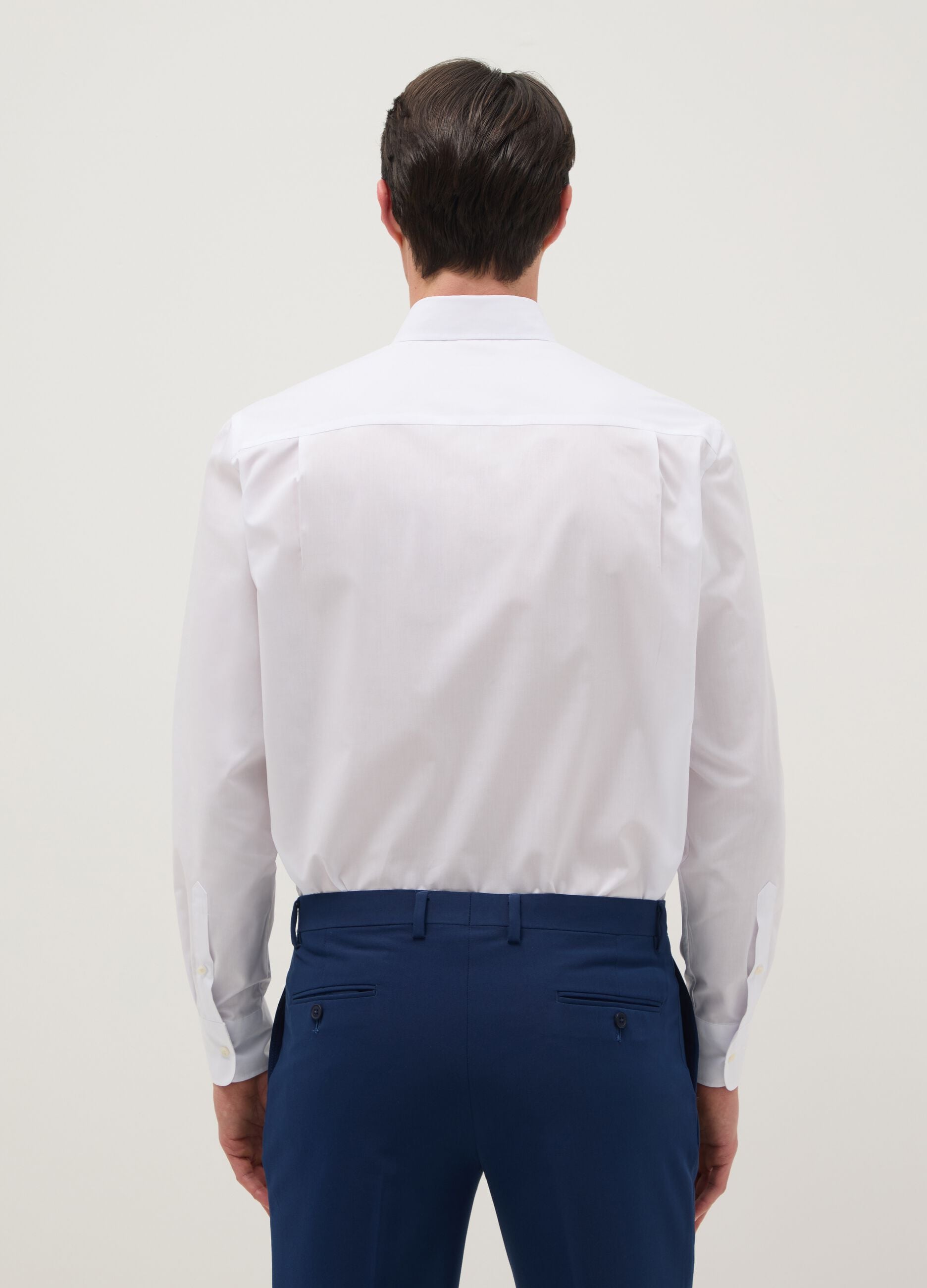 White cotton blend shirt regular fit easy iron