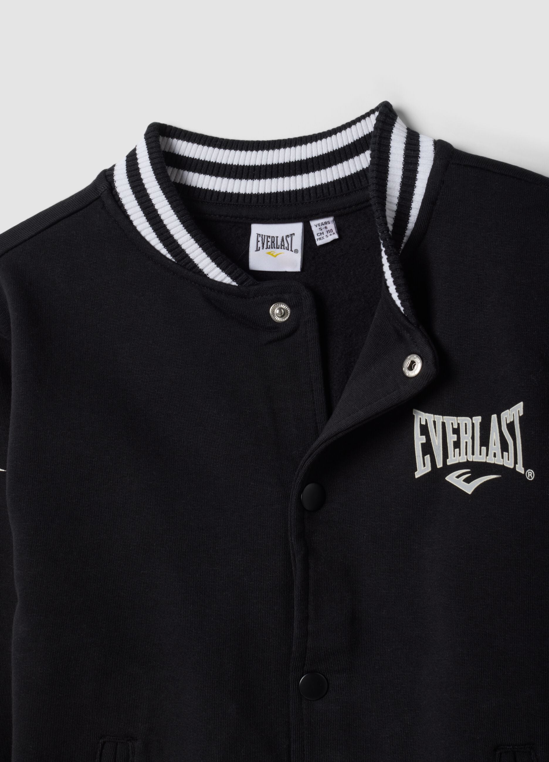 Black pure cotton college-style sweatshirt with logo, regular fit for boys