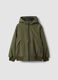Green waterproof hooded bomber jacket with zip for boys_3