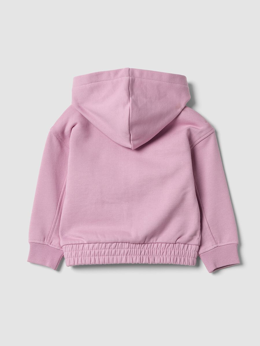 Felpa rosa con cappuccio in puro cotone organico over fit per bimba_1