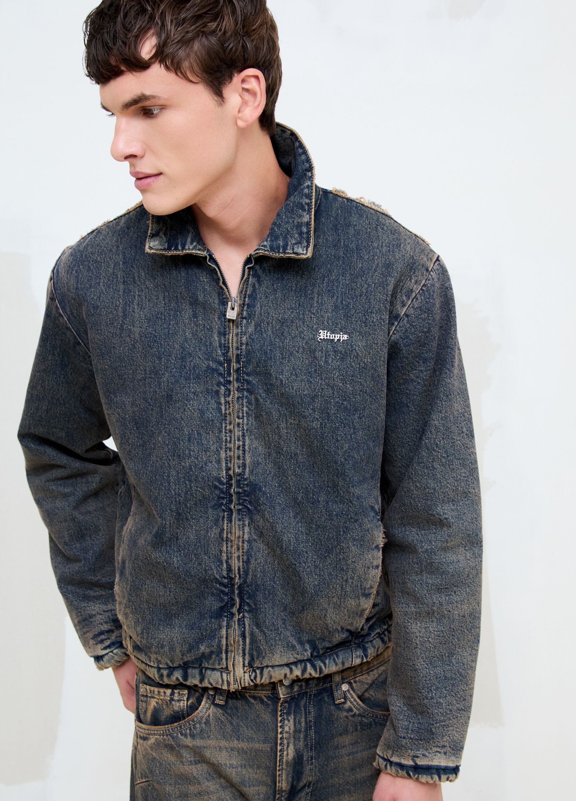 Denim Padded Jacket Vintage Dark Blue