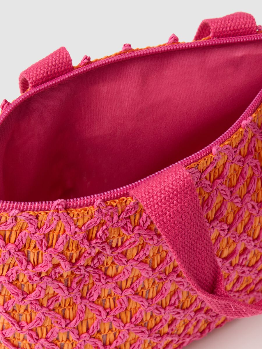Maxi bag in fuchsia and orange raffia_2
