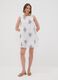White broderie anglaise pure cotton dress with blue embroidery, regular fit_0