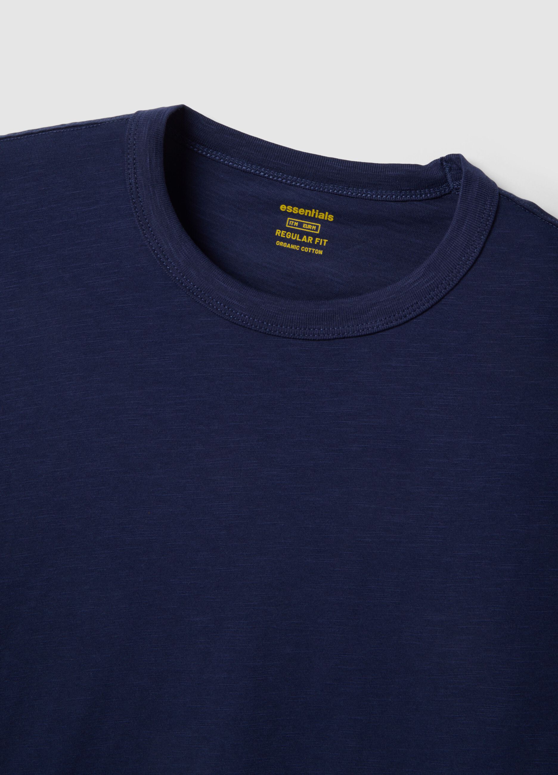 Blue short sleeve pure cotton t-shirt regular fit