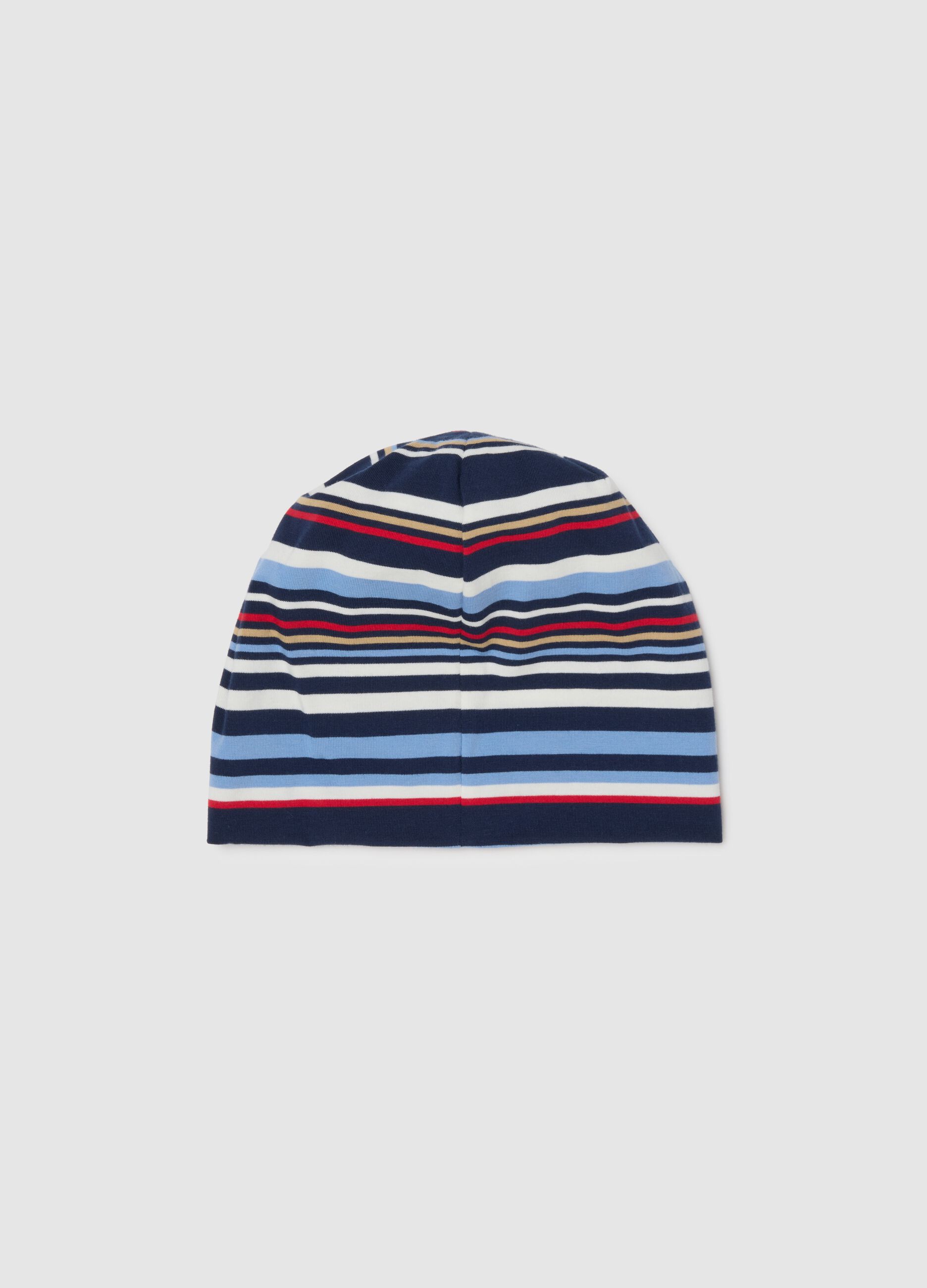 Multicoloured striped stretch cotton hat for boys