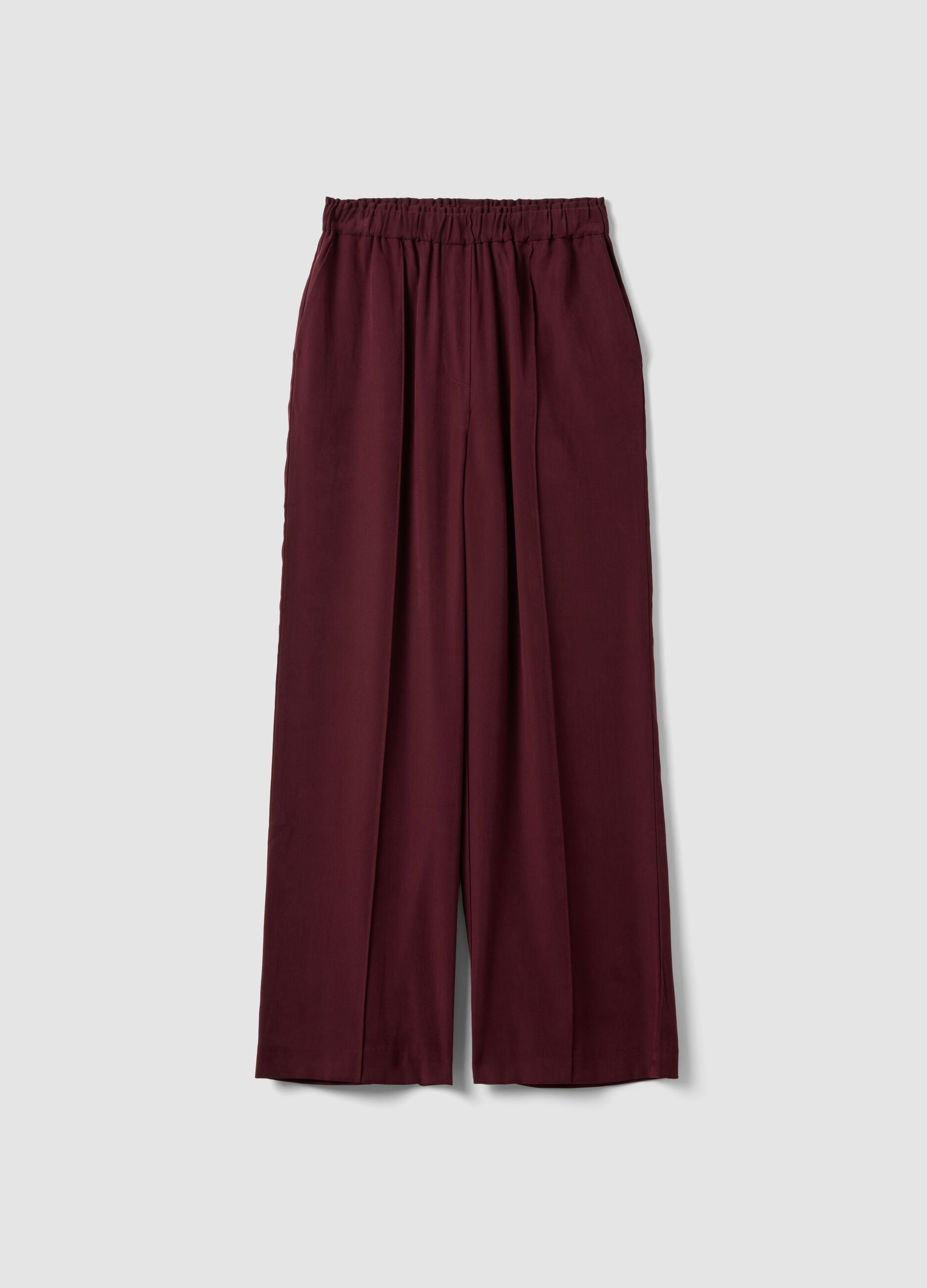 Red viscose-blend wide-leg joggers