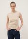 Beige pure cotton tank top with side ruching, regular fit_0