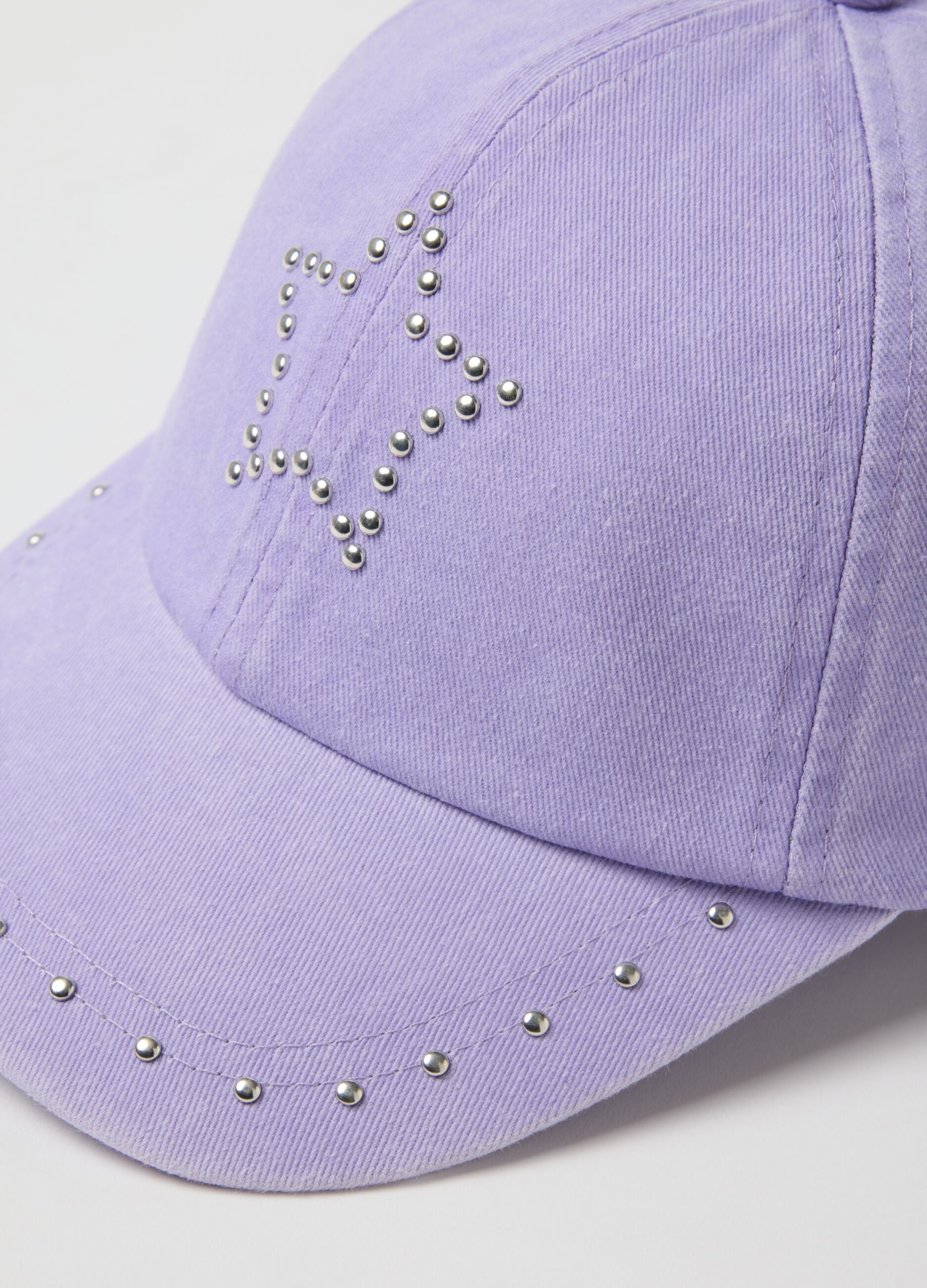 Girls' purple cotton baseball cap with stars and rhinestones