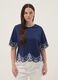 Blue pure cotton embroidered T-shirt, regular fit_0