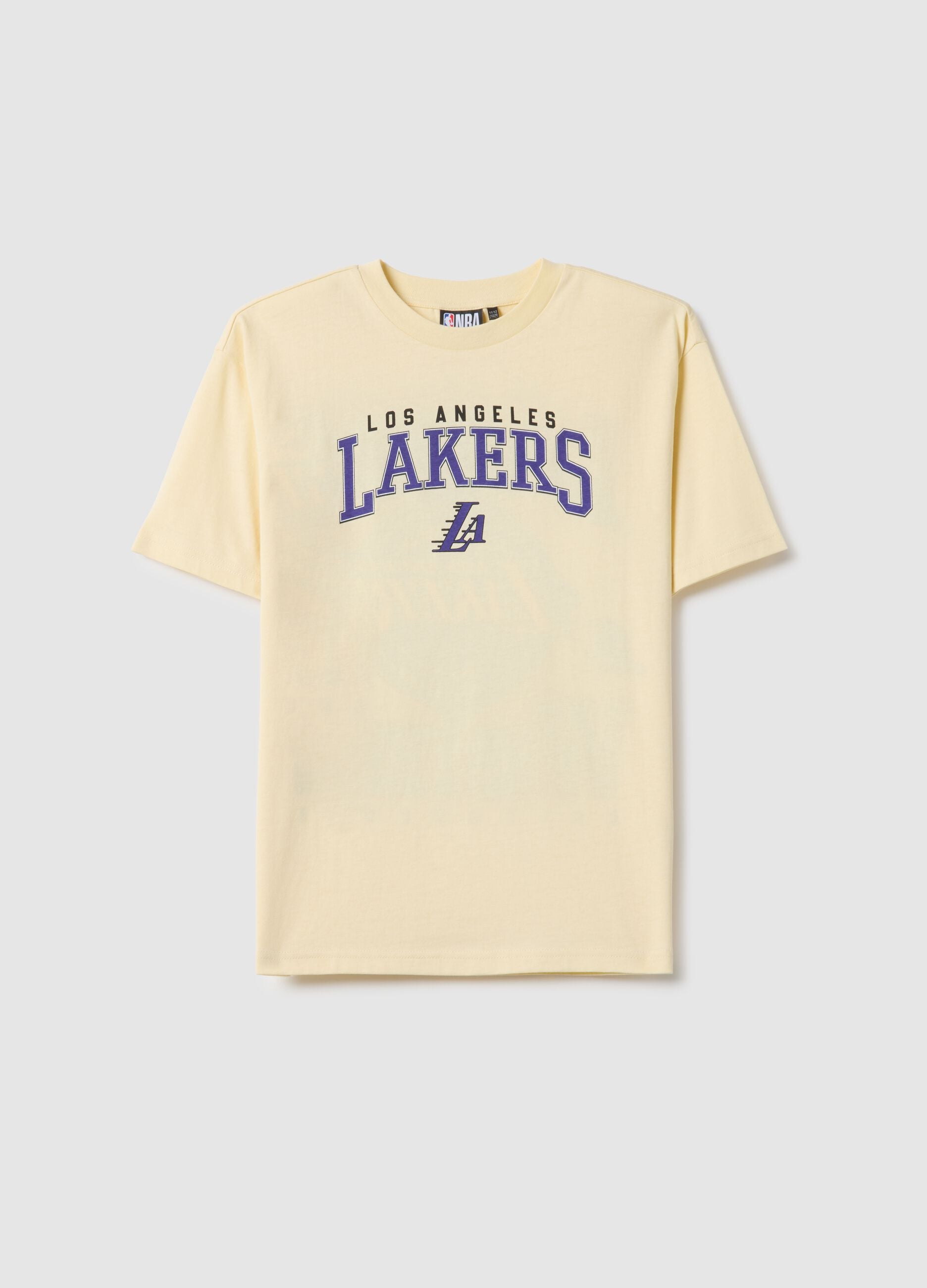 Kids' beige pure cotton T-shirt regular fit with Lakers logo