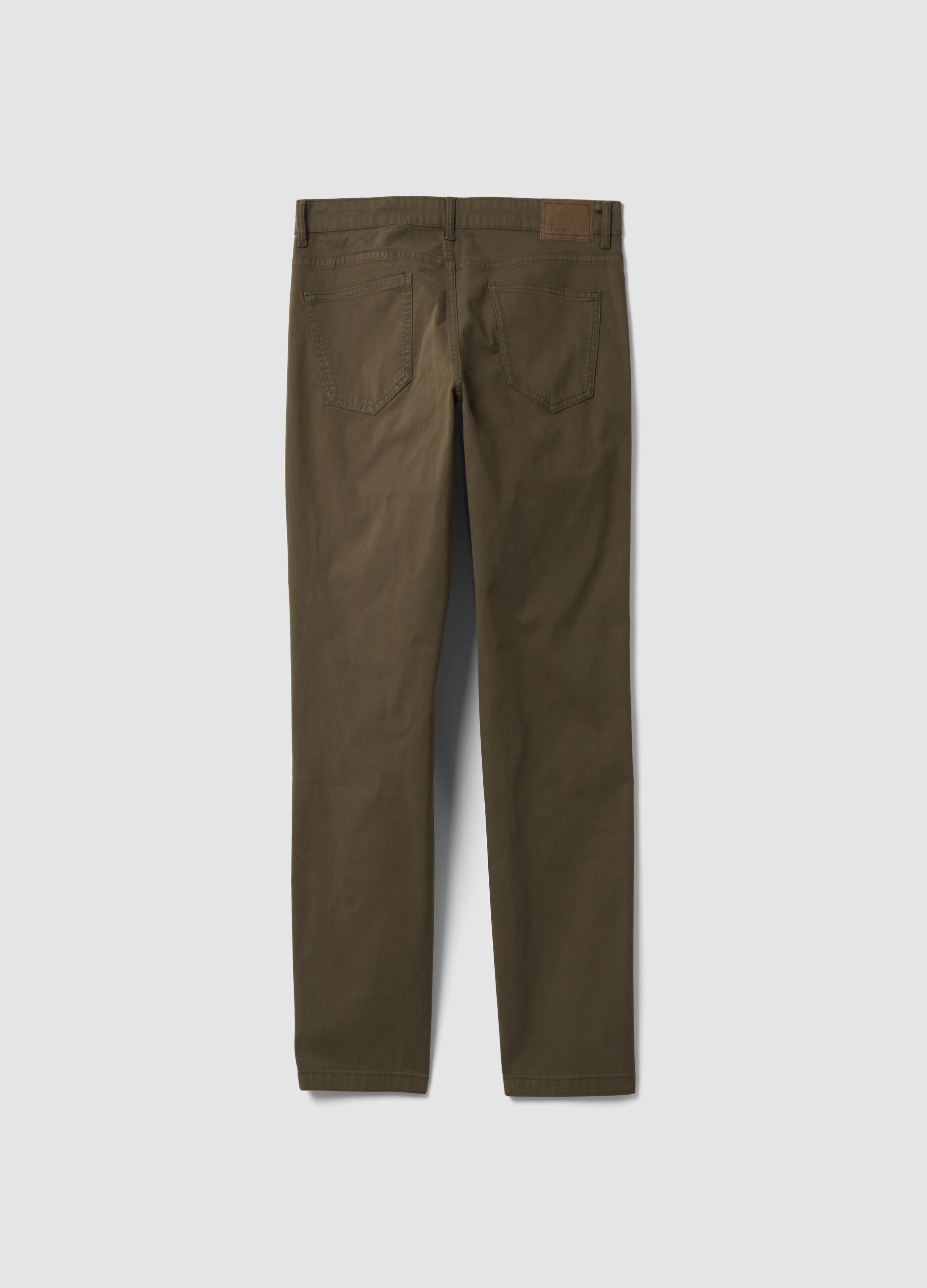 Green slim-fit stretch cotton twill trousers