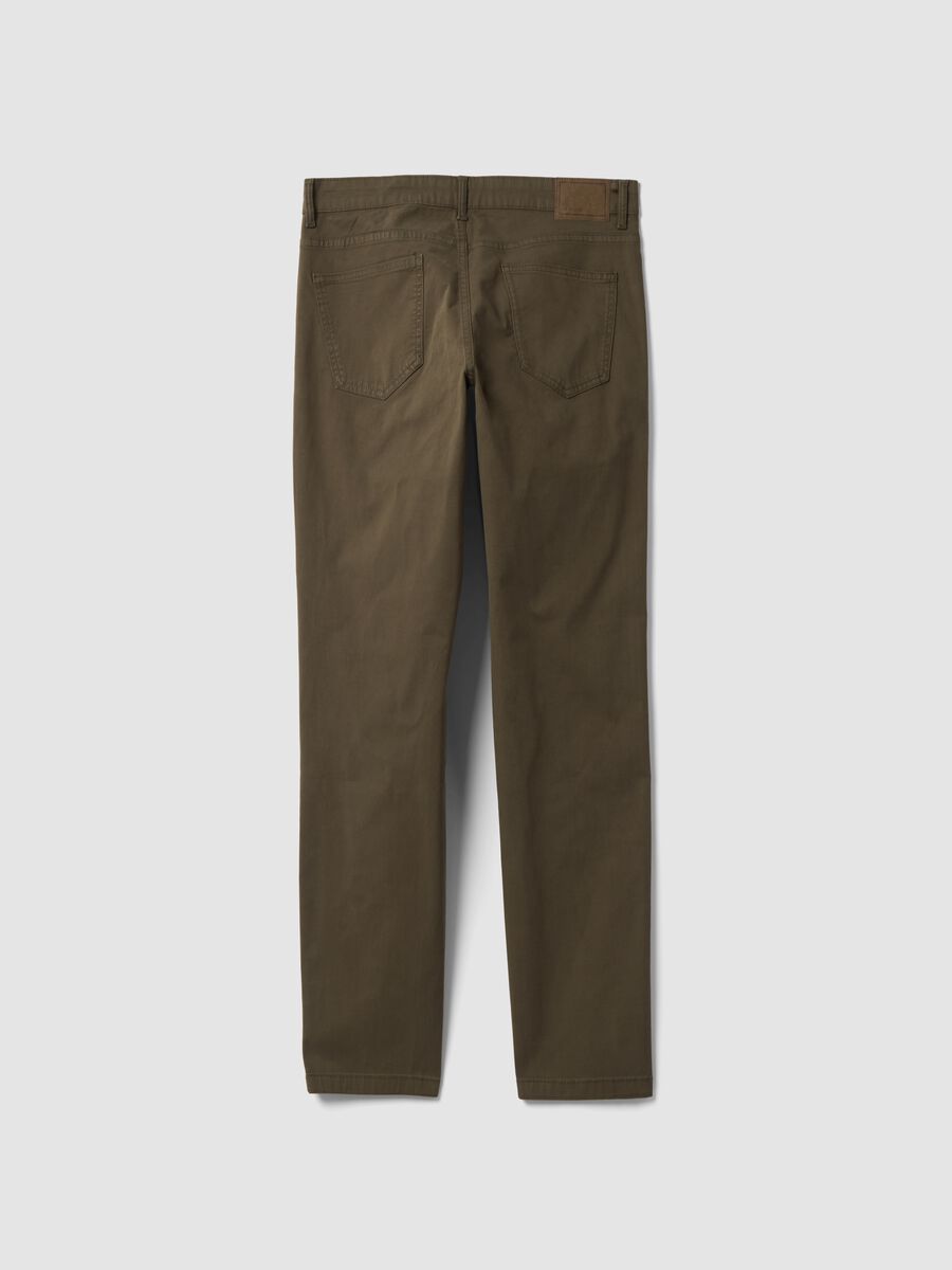 Pantaloni verdi in twill di cotone elasticizzato slim fit_1