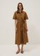 Brown pure cotton shirt dress with tie belt, regular fit_1