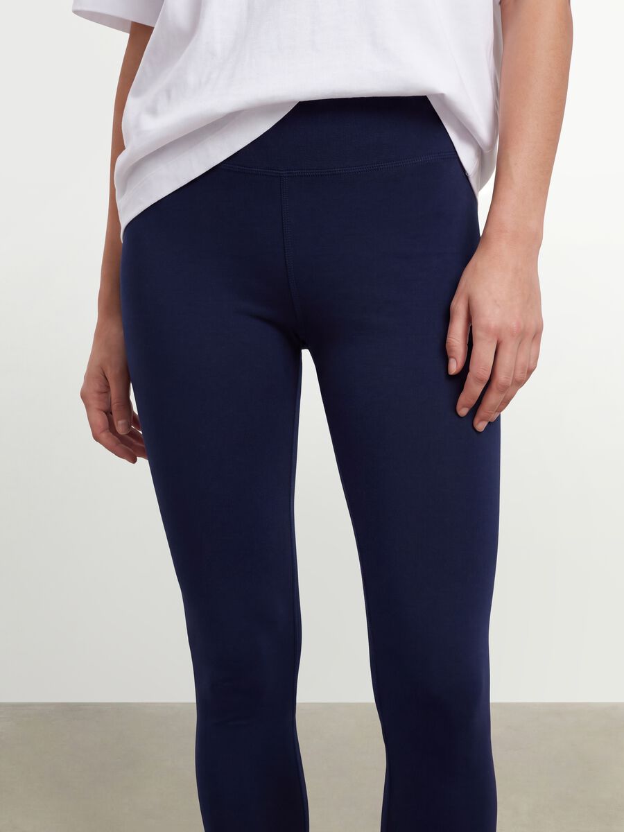 Blue slim-fit stretch cotton leggings_3