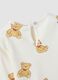 White stretchy organic cotton T-shirt with teddy bear print for baby girl_3